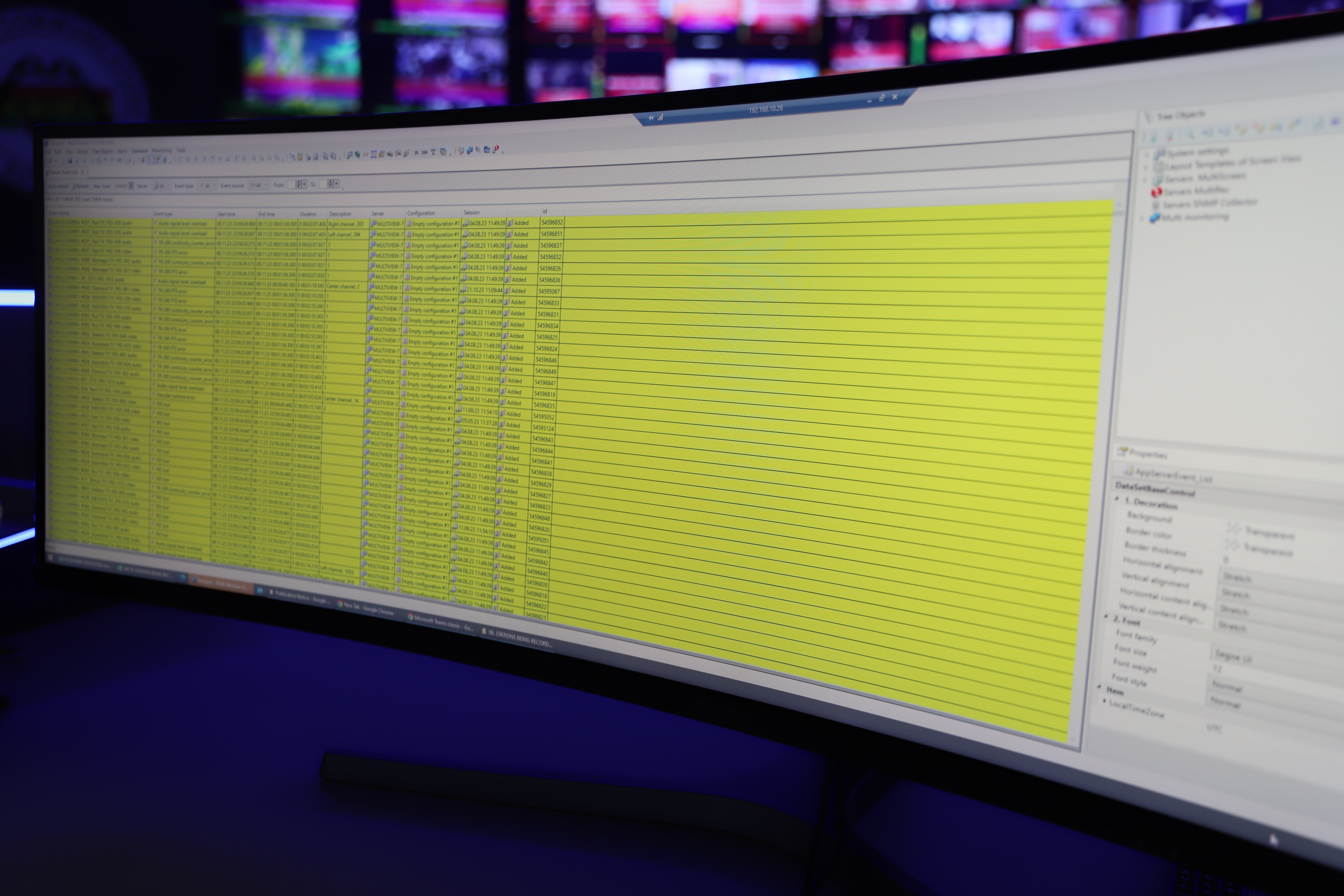 TV error event logs