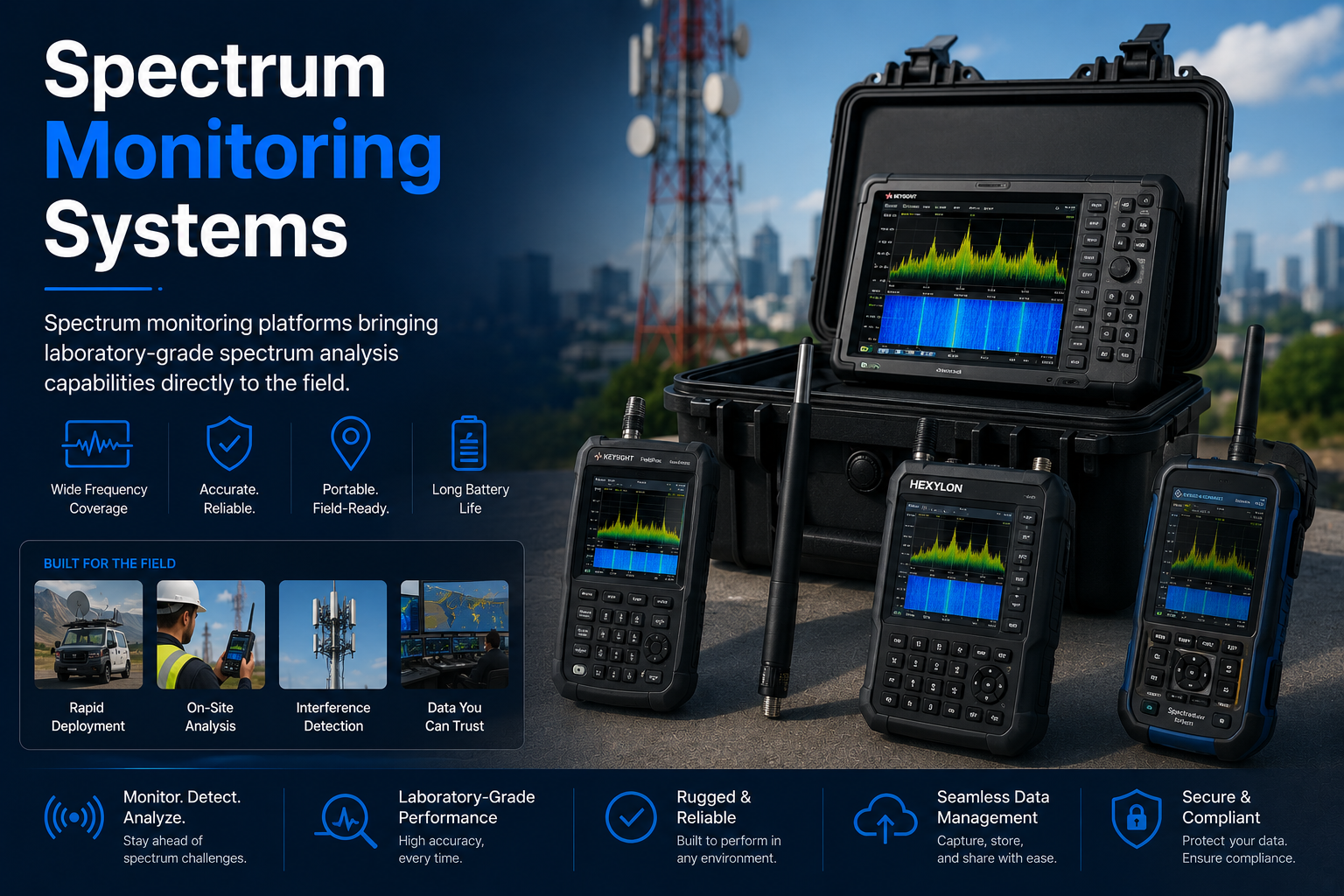 Telecommunication systems for spectrum management and monitoring