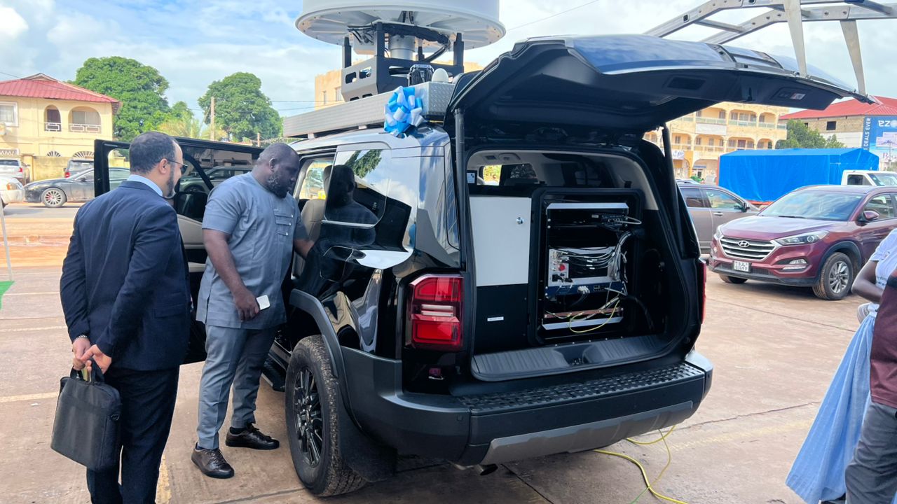 Inside a TCI spectrum monitoring van with RF analysis equipment